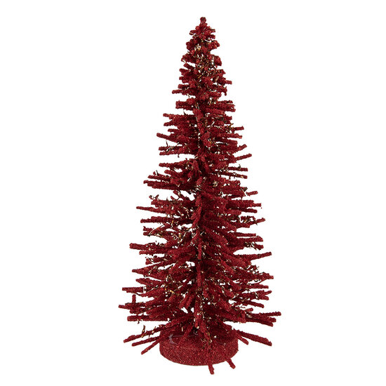 Clayre &amp; Eef   | Decoratie Kerstboom Rood Goudkleurig &oslash; 14x25 cm | 66318R