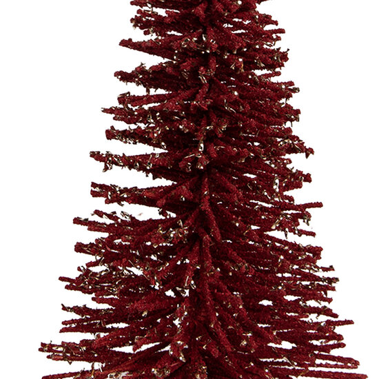 Clayre &amp; Eef   | Decoratie Kerstboom Rood Goudkleurig &oslash; 17x30 cm | 66319R