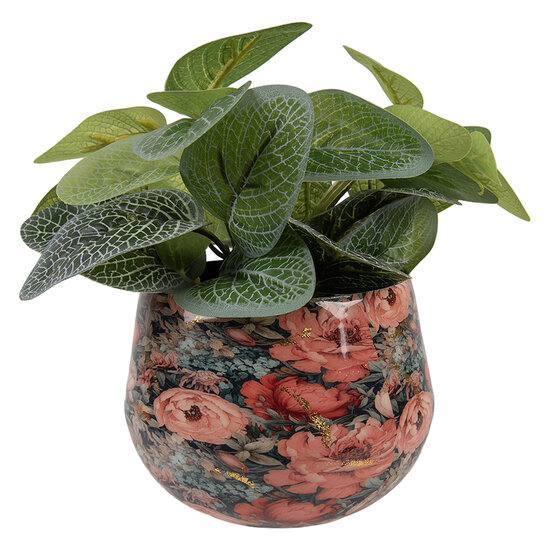 Clayre & Eef | Decoratie Bloempot Roze Groen ø 13x10 cm | 66394