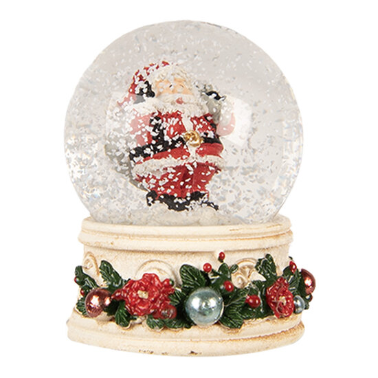 Clayre &amp; Eef   | Sneeuwbol met Kerstman Beige Rood &oslash; 5x6 cm | 66405