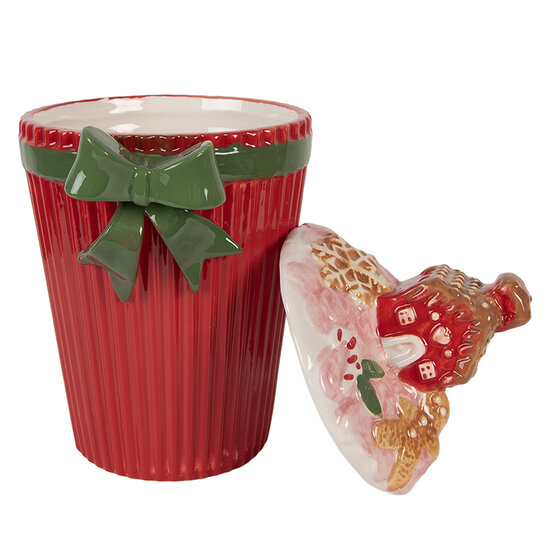 Clayre &amp; Eef   | Voorraadpot met deksel Rood Groen 16x14x27 cm | 6CE2227