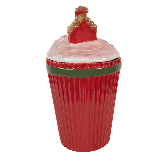 Clayre &amp; Eef   | Voorraadpot met deksel Rood Groen 16x14x27 cm | 6CE2227