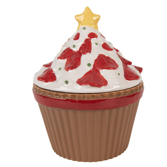 Clayre &amp; Eef   | Voorraadpot met deksel Bruin Rood 18x16x20 cm | 6CE2230