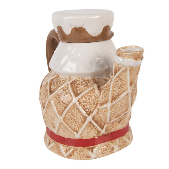 Clayre &amp; Eef   | Theepot Bruin Wit 22x12x18 cm / 900 ml | 6CETE0185