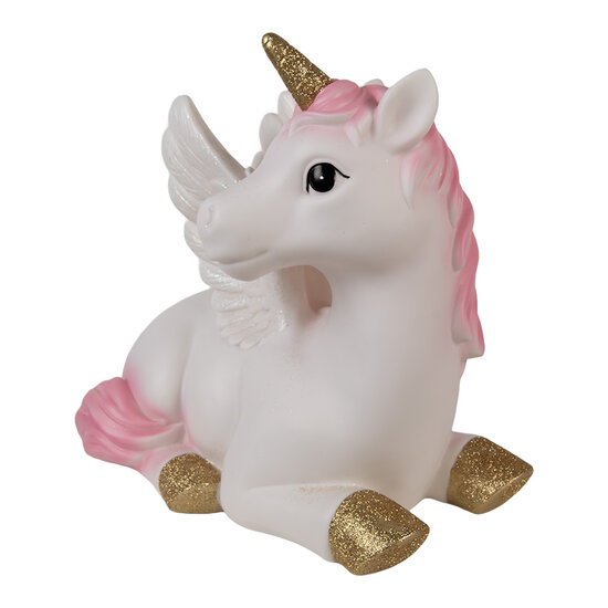 Clayre &amp; Eef   | Nachtlampje Eenhoorn LED Wit Roze 41x25x40 cm | 6LMP804
