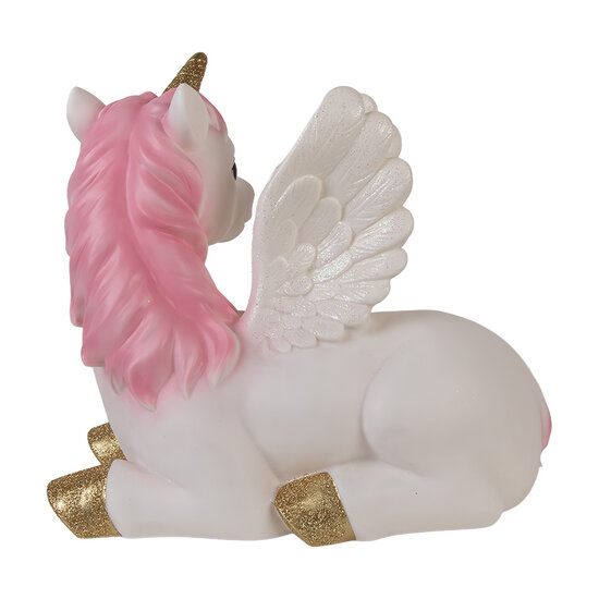 Clayre &amp; Eef   | Nachtlampje Eenhoorn LED Wit Roze 41x25x40 cm | 6LMP804