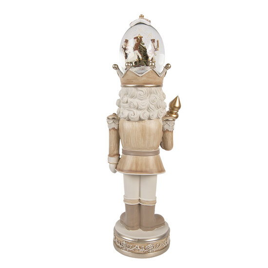 Clayre &amp; Eef   | Kerstdecoratie Notenkraker met LED Beige Wit 14x14x49 cm / 3xAA | 6PR5877