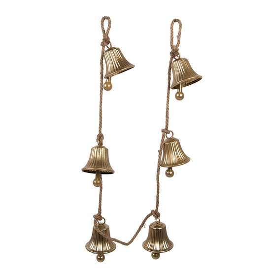 Clayre &amp; Eef   | Decoratie Hanger Bellen Goudkleurig 9x9x140 cm | 6Y5911