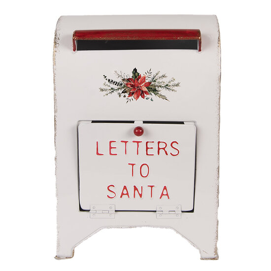 Clayre &amp; Eef   | Brievenbus Wit Rood 20x14x30 cm | 6Y5914