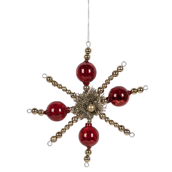 Clayre &amp; Eef   | Kersthanger Rood Zilverkleurig 18x3x18 cm | 65992