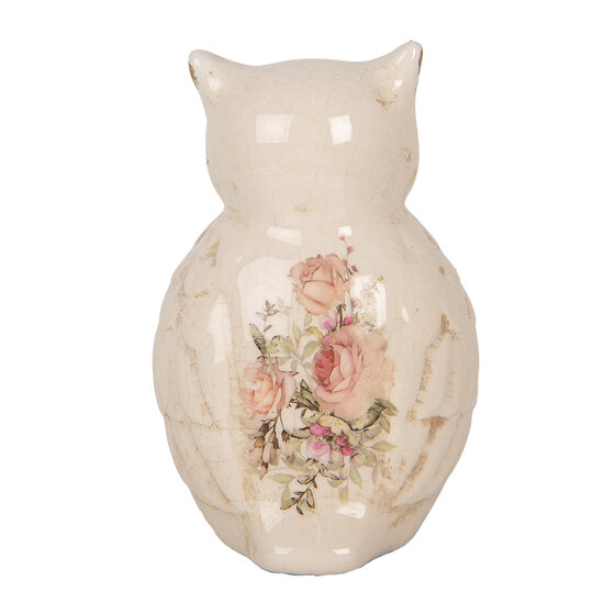 Clayre &amp; Eef   | Decoratie Beeld Uil Beige Roze 11x10x17 cm | 6CE1961M