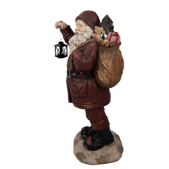 Clayre &amp; Eef   | Kerstdecoratie Kerstman Rood Bruin 37x39x82 cm | 5MG0072