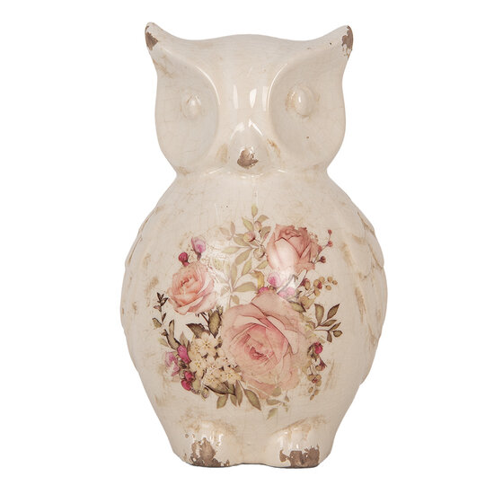 Clayre &amp; Eef   | Decoratie Beeld Uil Beige Roze 13x12x22 cm | 6CE1961L