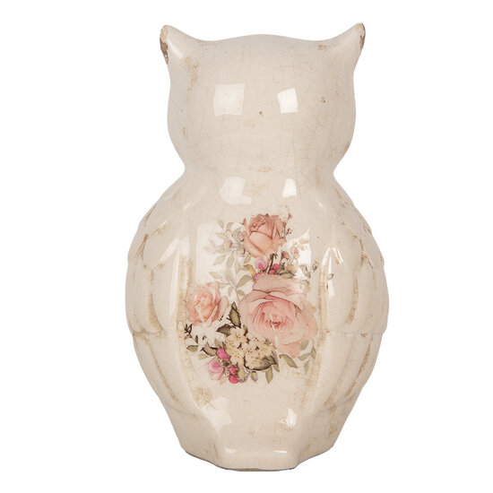 Clayre &amp; Eef   | Decoratie Beeld Uil Beige Roze 13x12x22 cm | 6CE1961L