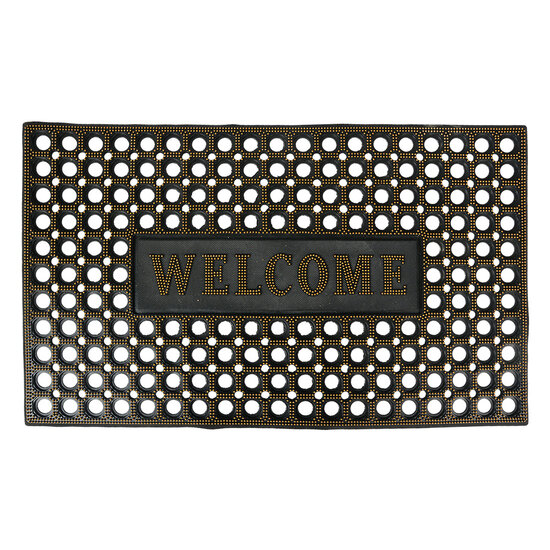 Clayre &amp; Eef   | Deurmat Binnen Zwart Goudkleurig 75x45x1 cm | MC272