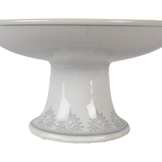 Clayre &amp; Eef   | Taartplateau op voet Wit Groen &oslash; 21x11 cm | 6CE2380