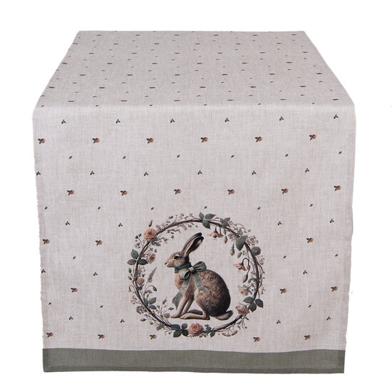 Clayre &amp; Eef   | Tafelloper Beige Bruin 50x140 cm | NLE64