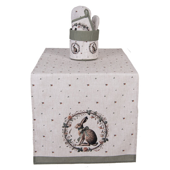 Clayre &amp; Eef   | Tafelloper Beige Bruin 50x140 cm | NLE64