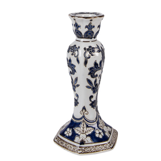 Clayre &amp; Eef   | Kandelaar Wit Blauw &oslash; 11x21 cm | 6CE2384S