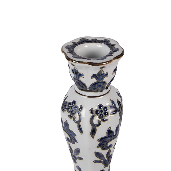 Clayre &amp; Eef   | Kandelaar Wit Blauw &oslash; 11x21 cm | 6CE2384S