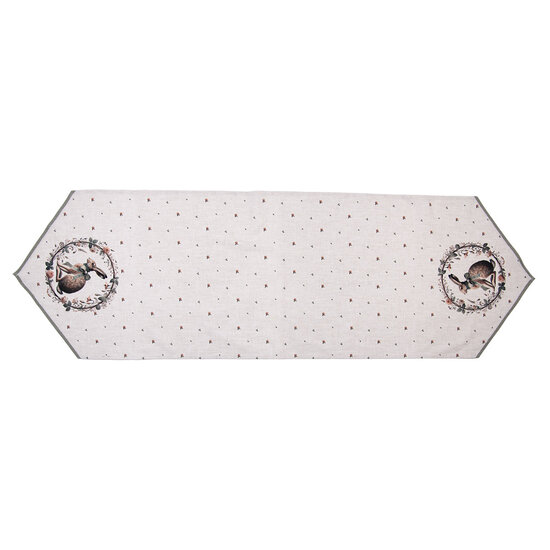 Clayre &amp; Eef   | Tafelloper Beige Bruin 50x160 cm | NLE65