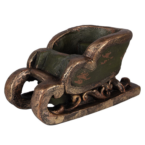 Clayre &amp; Eef   | Kerstdecoratie Slee Groen Bruin 35x23x21 cm | 6MG0130