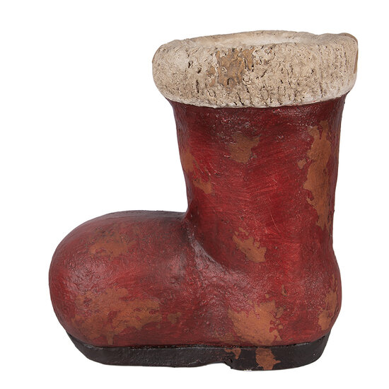 Clayre &amp; Eef   | Kerstdecoratie Laars Rood Beige 28x18x30 cm | 6MG0131