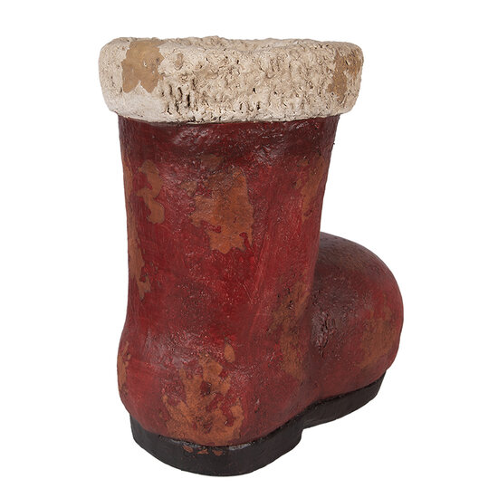 Clayre &amp; Eef   | Kerstdecoratie Laars Rood Beige 28x18x30 cm | 6MG0131