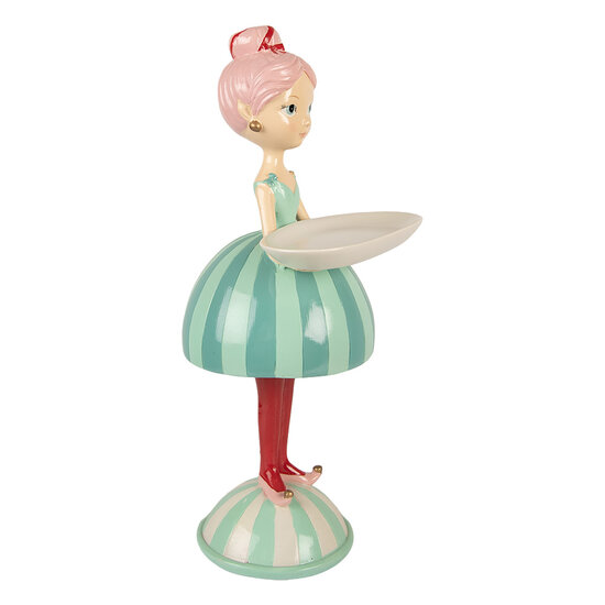 Clayre &amp; Eef   | Decoratie Kind met schaaltje Blauw Wit 18x16x38 cm | 6PR5795