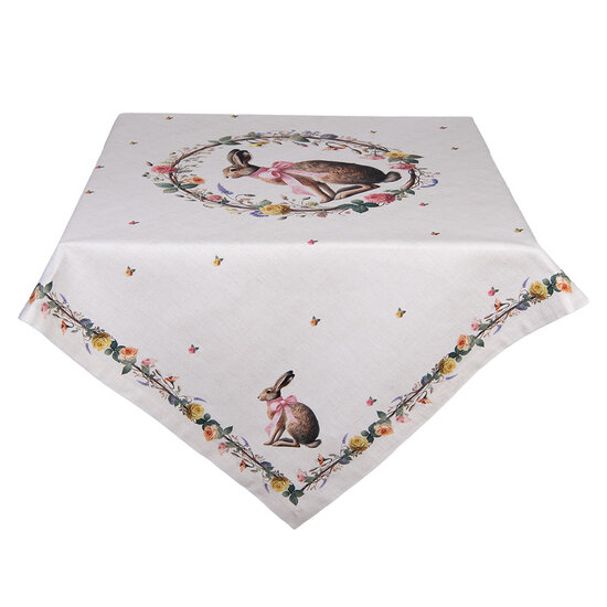 Clayre &amp; Eef   | Vierkant Tafelkleed Beige Bruin 100x100 cm | EWC01