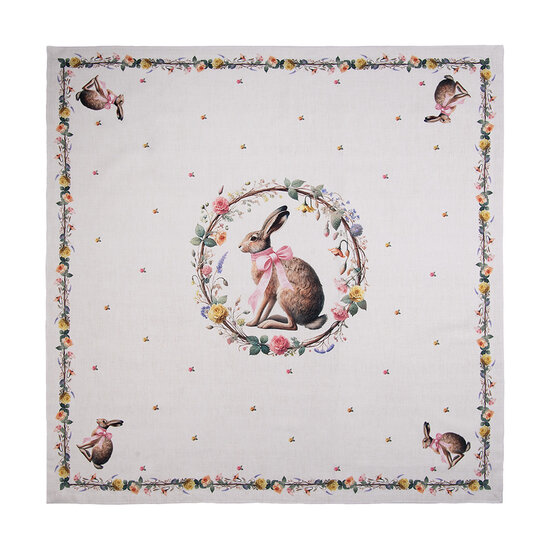 Clayre &amp; Eef   | Vierkant Tafelkleed Beige Bruin 100x100 cm | EWC01