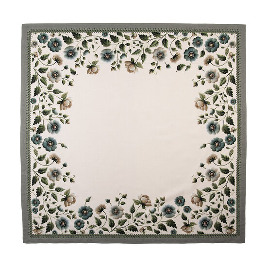 Clayre &amp; Eef   | Vierkant Tafelkleed Beige Groen100x100 cm | GTB01