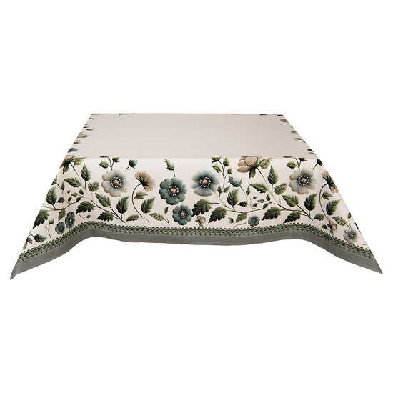 Clayre &amp; Eef   | Vierkant Tafelkleed Beige Groen100x100 cm | GTB01