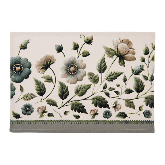 Clayre &amp; Eef   | Placemats Set van 6 Beige Groen 48x33 cm | GTB40