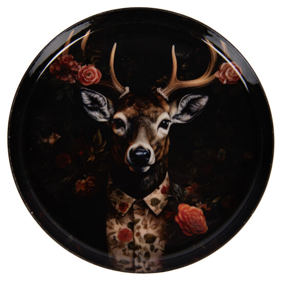 Clayre &amp; Eef   | Onderzetter voor Glazen Zwart Bruin &oslash; 11x1 cm | 66419