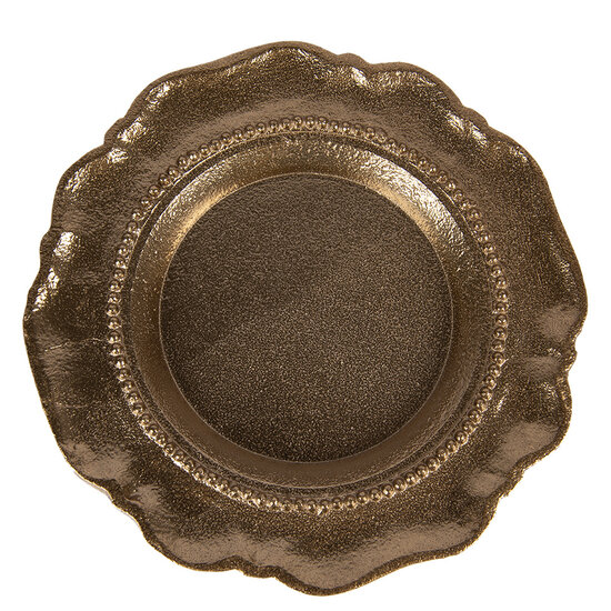 Clayre &amp; Eef   | Decoratie Schaal Goudkleurig &oslash; 20x2 cm | 6AL0081