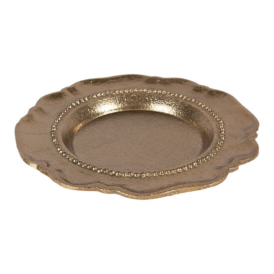 Clayre &amp; Eef   | Decoratie Schaal Goudkleurig &oslash; 20x2 cm | 6AL0081