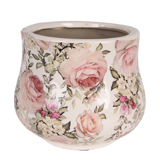 Clayre &amp; Eef   | Bloempot Binnen Beige Roze &oslash; 18x15 cm | 6CE2241M