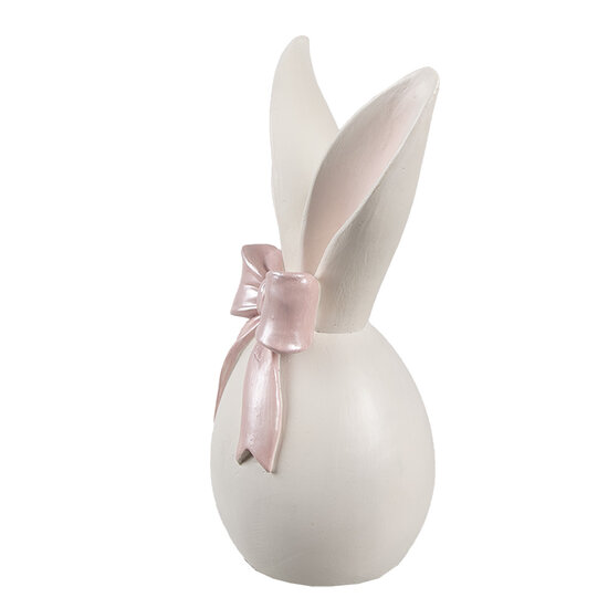 Clayre &amp; Eef   | Decoratie Beeld Konijn Wit Roze 12x8x18 cm | 6PR5179