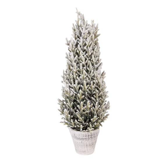 Clayre &amp; Eef   | Kunstkerstboom Groen Wit &oslash; 27x70 cm | 50850