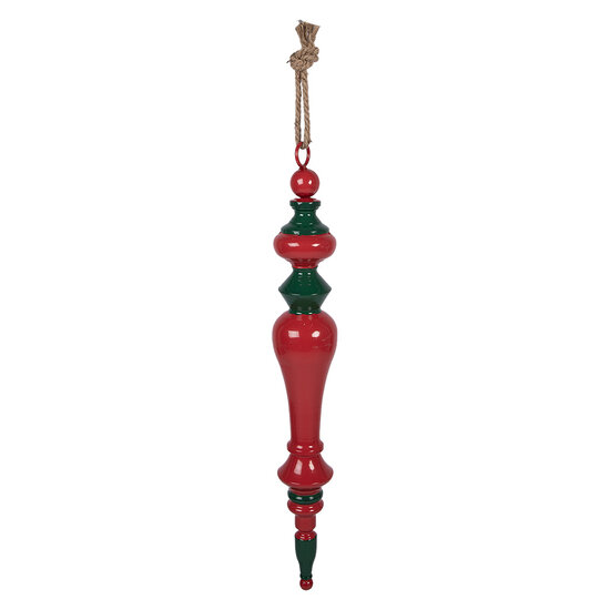 Clayre &amp; Eef   | Decoratie hanger Kerst Rood Groen &oslash; 9x65 cm | 5Y1403