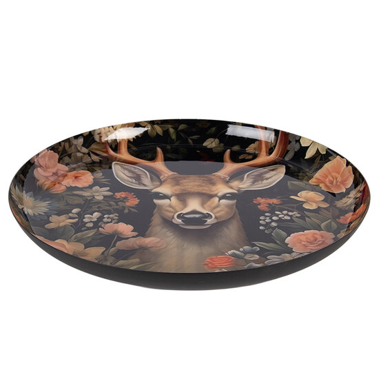 Clayre &amp; Eef   | Decoratie Schaal Zwart Bruin &oslash; 28x3 cm | 66414