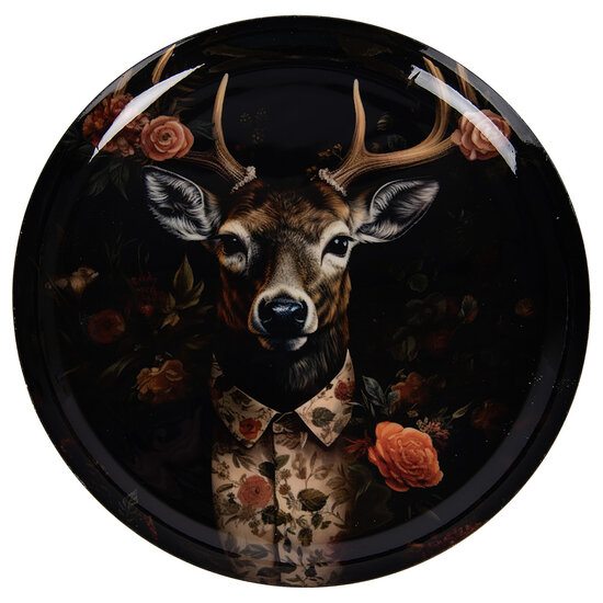 Clayre &amp; Eef   | Decoratie Schaal Zwart Bruin &oslash; 28x3 cm | 66415