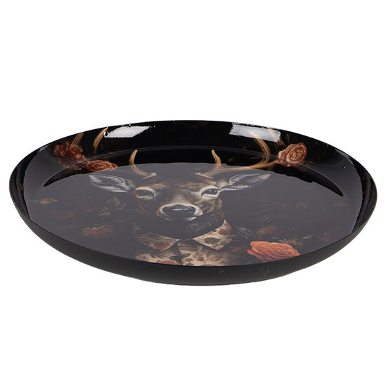 Clayre &amp; Eef   | Decoratie Schaal Zwart Bruin &oslash; 28x3 cm | 66415