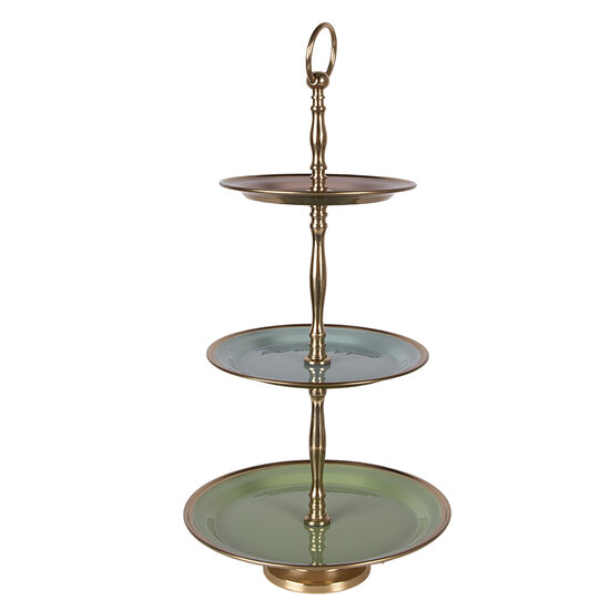 Clayre &amp; Eef   | Etag&egrave;re 3 laags Groen Roze &oslash; 27x51 cm | 66425