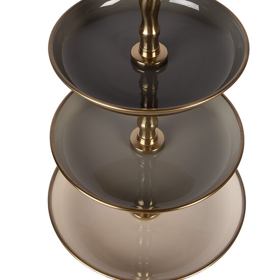 Clayre &amp; Eef   | Etag&egrave;re 3 laags Beige Goudkleurig &oslash; 18x35 cm | 66426