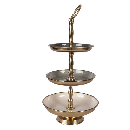 Clayre &amp; Eef   | Etag&egrave;re 3 laags Beige Goudkleurig &oslash; 18x35 cm | 66426