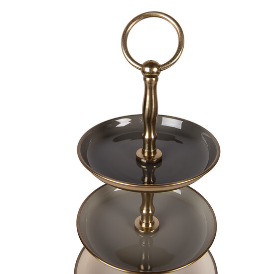 Clayre &amp; Eef   | Etag&egrave;re 3 laags Beige Goudkleurig &oslash; 18x35 cm | 66426