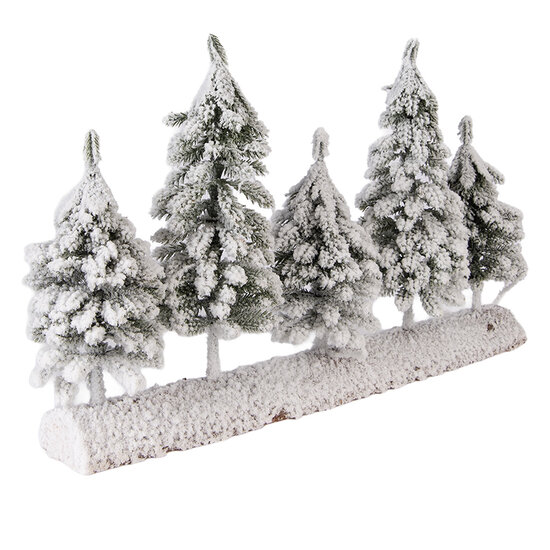 Clayre &amp; Eef   | Kerstdecoratie Kerstbomen Groen Wit 40x8x25 cm | 66434