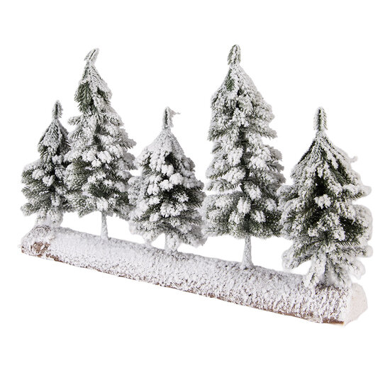 Clayre &amp; Eef   | Kerstdecoratie Kerstbomen Groen Wit 40x8x25 cm | 66434